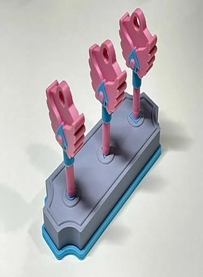 لوحة ألغاز تعليمية لفرز الأشكال ثلاثية الأبعاد، 3 مفاتيح تروس وردية، قاعدة رمادية وزرقاء، لعبة تعليمية - Image 4